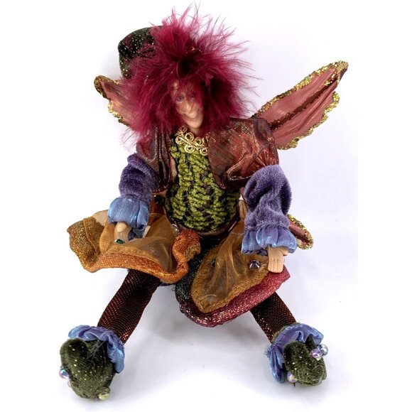 Aldik Elf Jester Posable Purple Hair Fairy 8" Tall Christmas Traditions - Picture 1 of 3